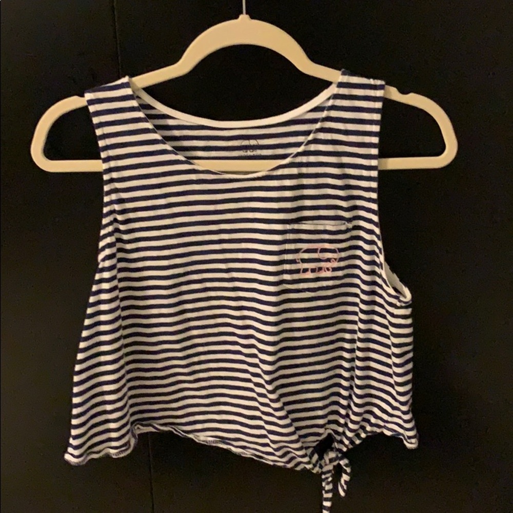 Navy-Striped Ivory Ella Cropped Tank Top